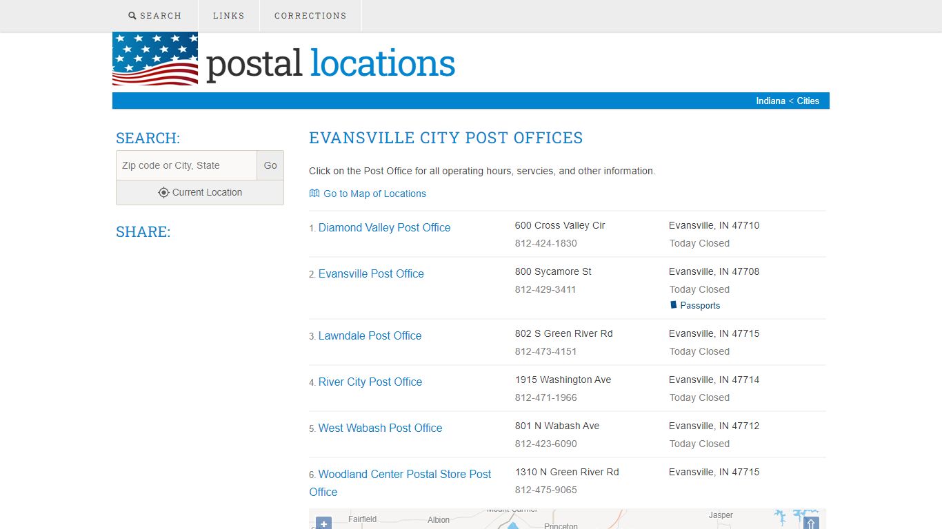 Post Offices in Evansville, IN - Location and Hours Information