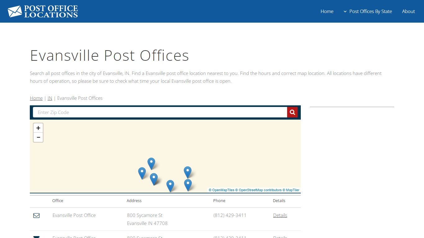 Evansville Post Office | Post Offices in Evansville IN